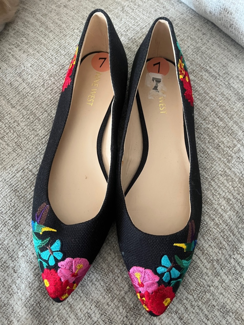 Nine West Shoes Womens Size 7 Flowered Flats Pointed Toe NEW